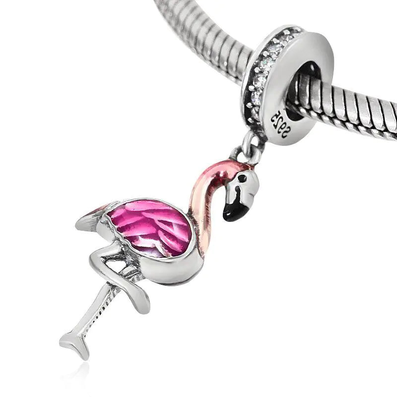 Silver Flamingo Charm Bracelet