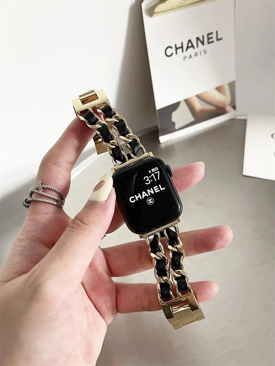 Chic Metal & Leather Strap for Apple Watch Series 8