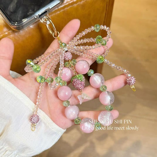 Purple Butterfly Beaded Mobile Phone Chain