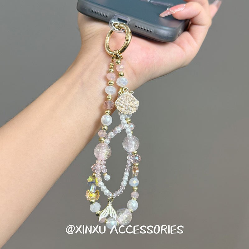 Purple Butterfly Beaded Mobile Phone Chain