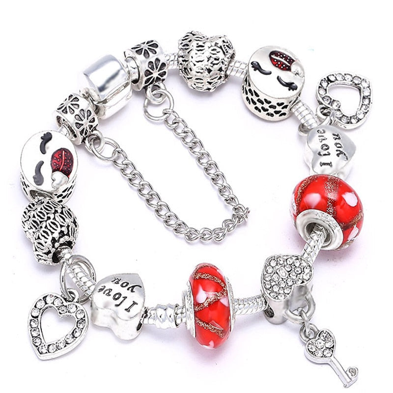 Crown Love Beads Charm Bracelet