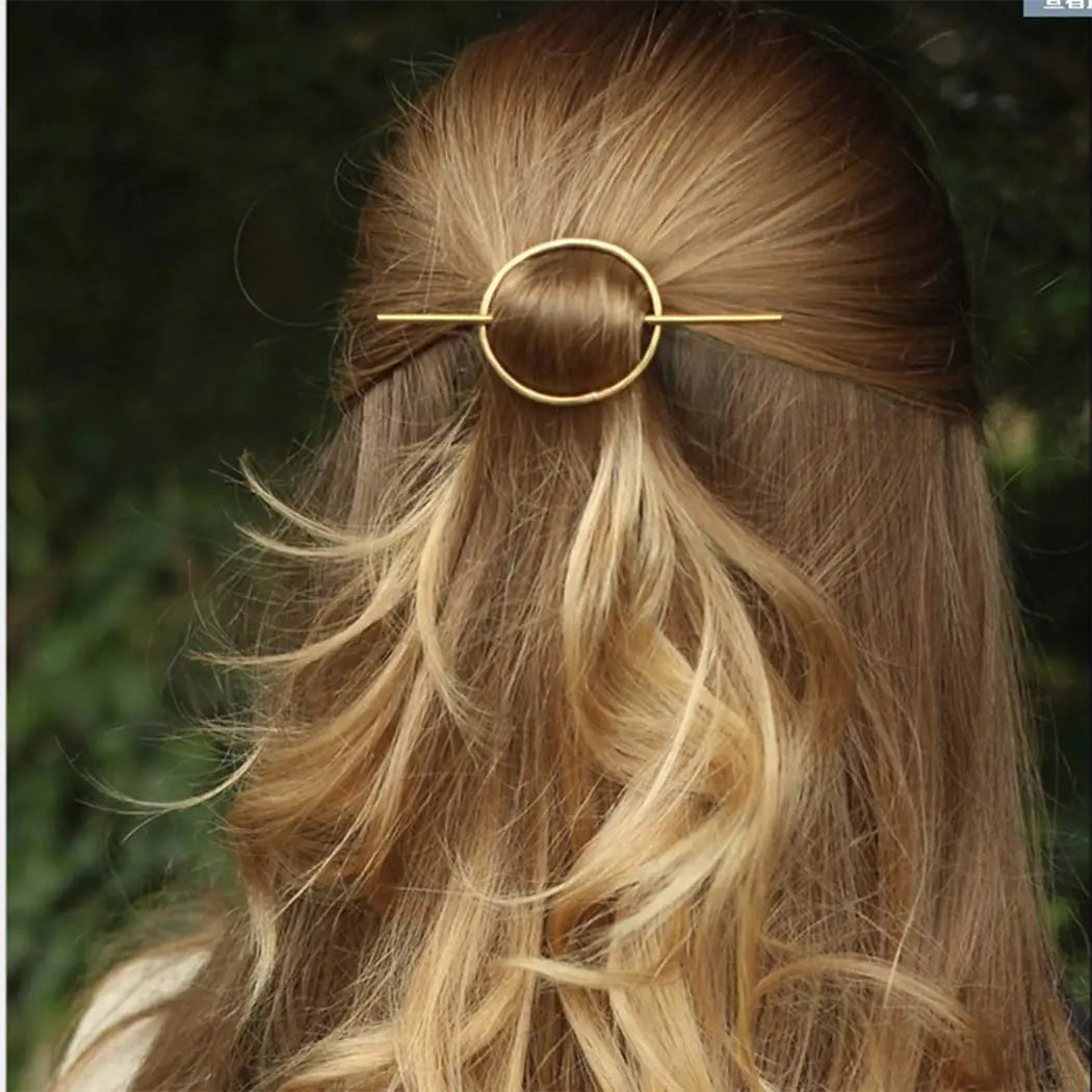 Chic Round Hair Circle Clips in Gold