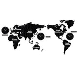 Global Map Wooden Art Clock