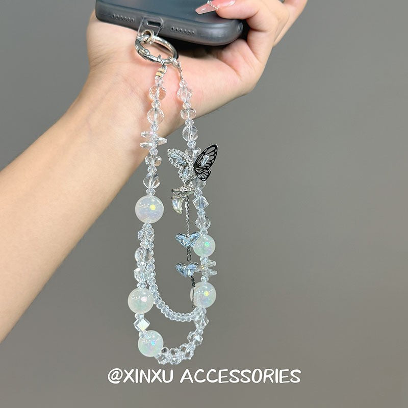 Purple Butterfly Beaded Mobile Phone Chain