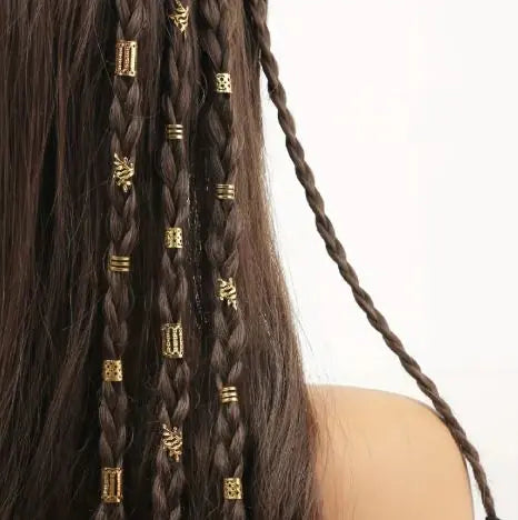 Chic 40pc Gold/White Dreadlock Ring Set