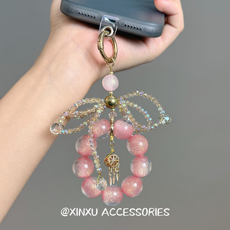 Purple Butterfly Beaded Mobile Phone Chain