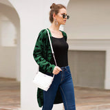 Leopard Print Loose Long Knit Cardigan Sweater