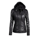 Chic Solid Color Women's Leather Jacket