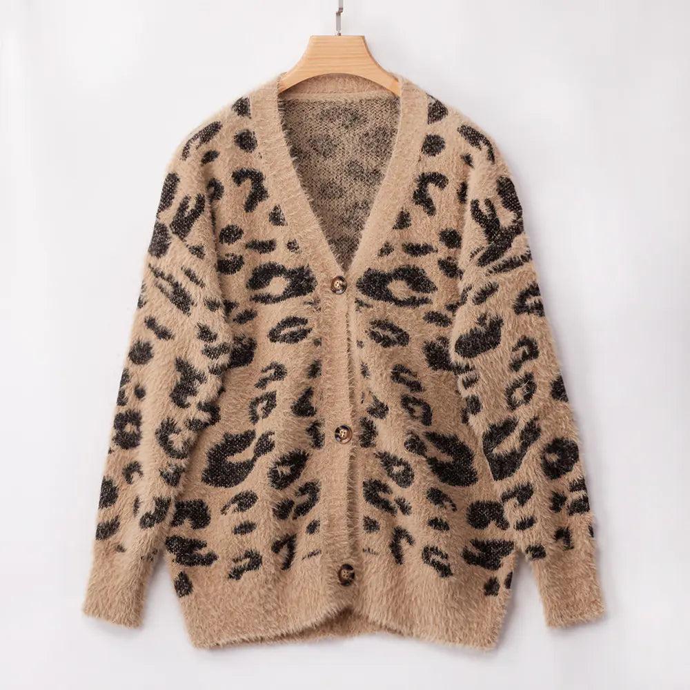 Long Sleeve Leopard Print Cardigan Sweater (3 Colors)