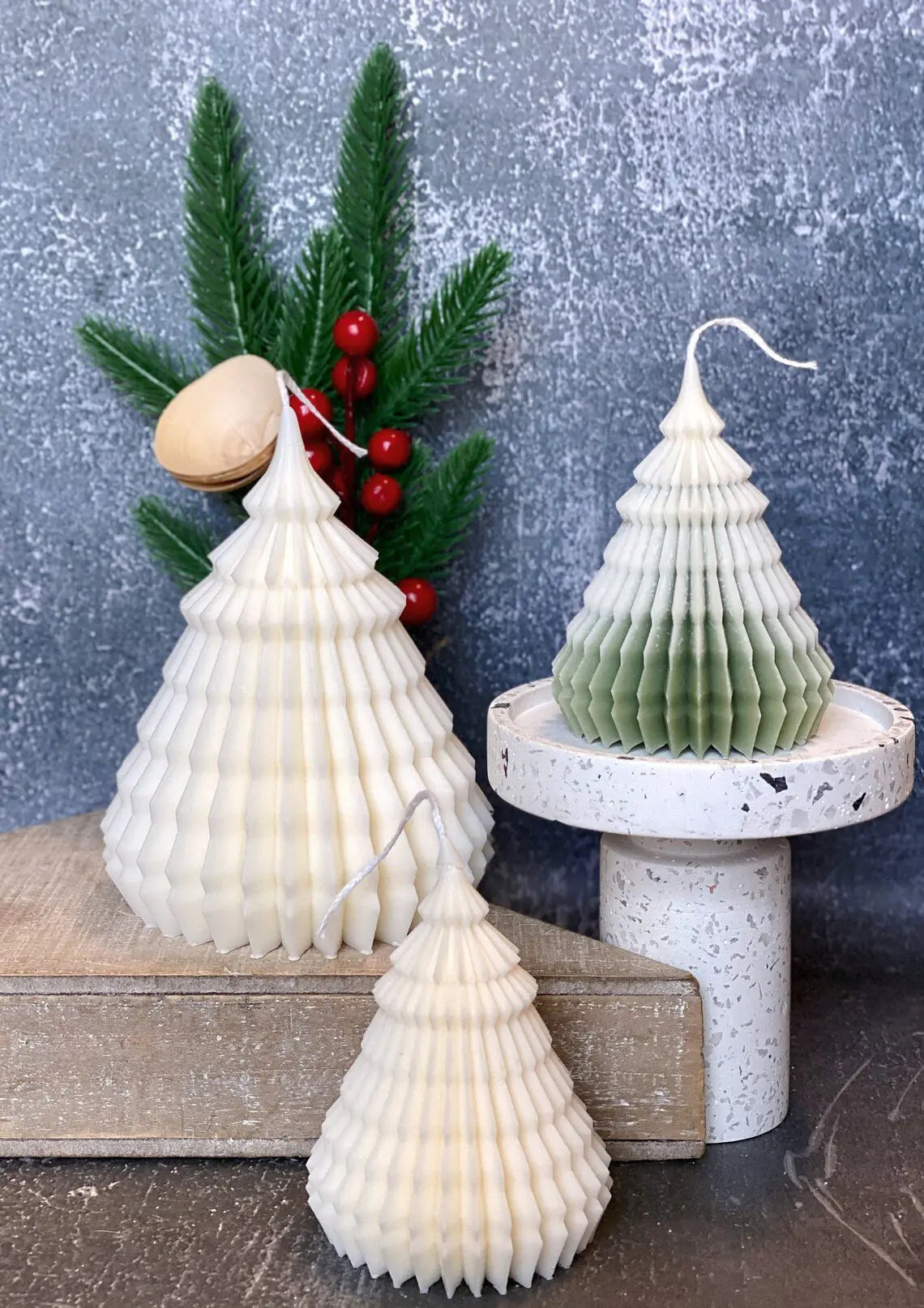 Festive Origami Tree Candles