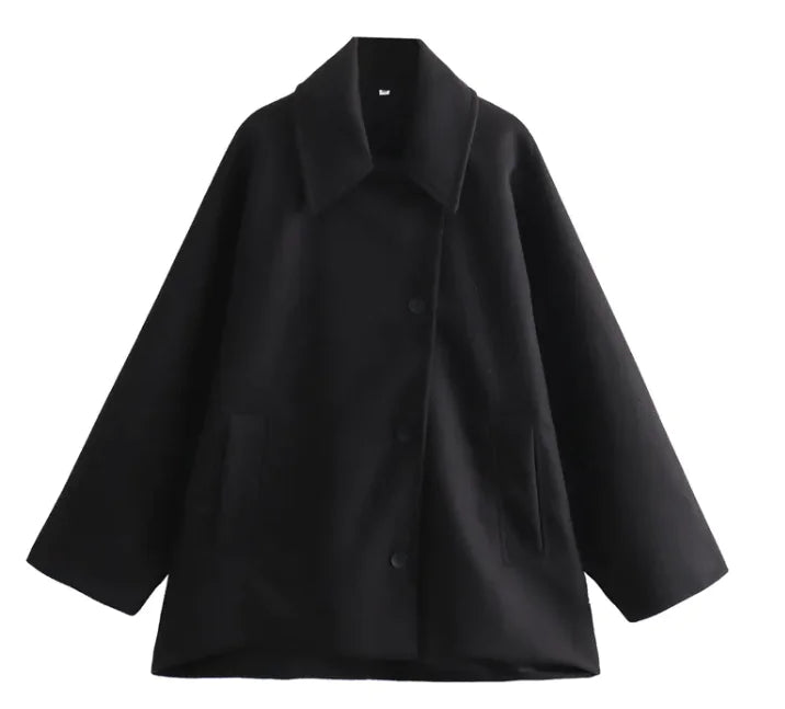 Chic Wool Blend Casual Coat - Multi-Color Loose Fit