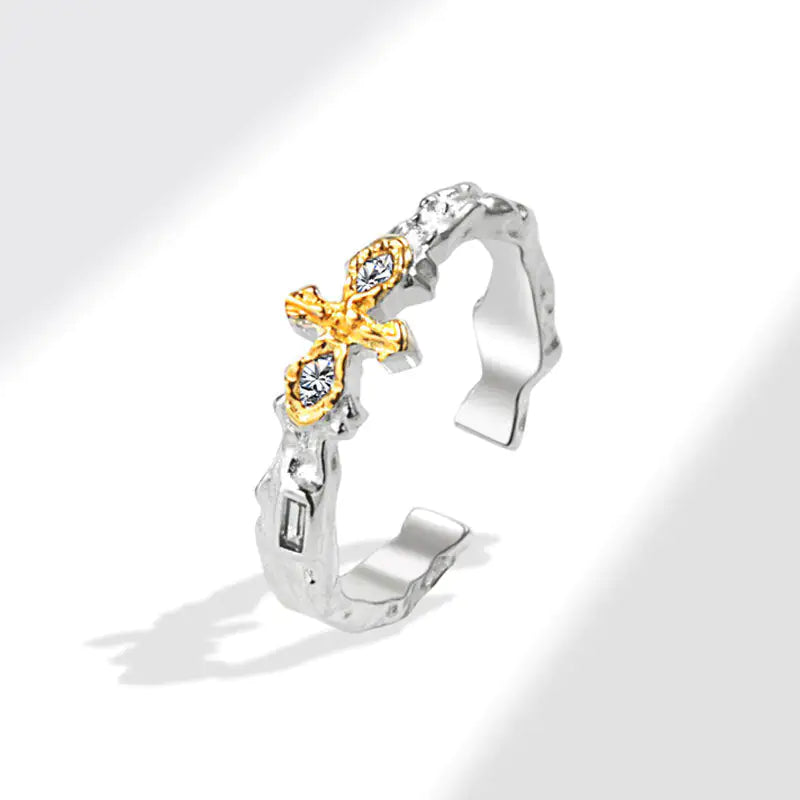 Mystic Cross Geometric Ring