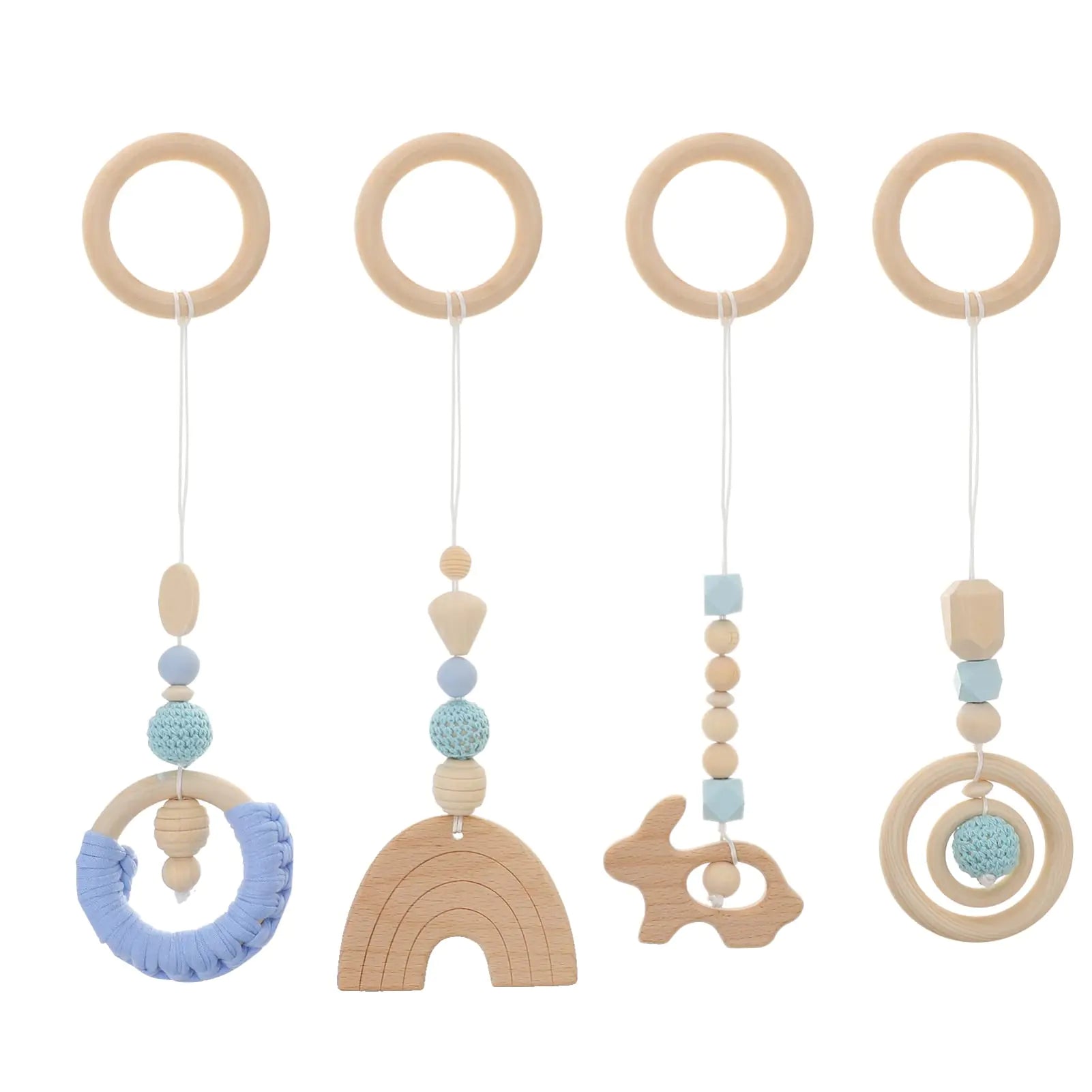 Toddmomy 4Pc Wooden Teether Activity Set