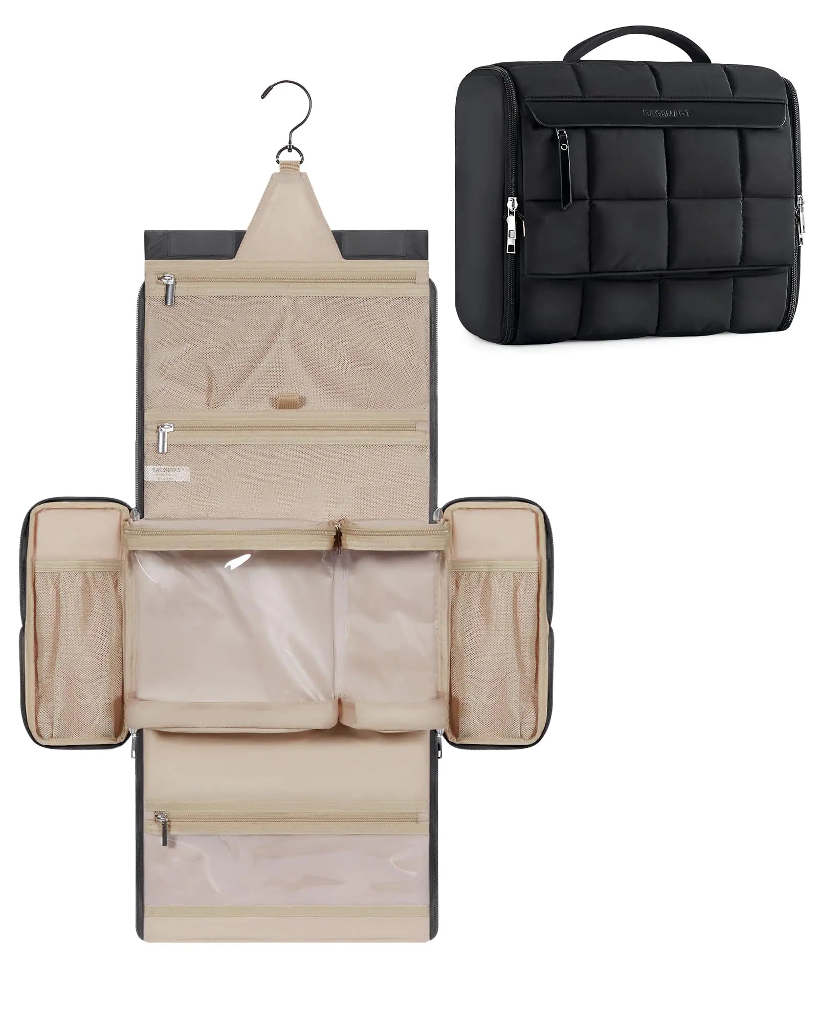BAGSMART Luxe Travel Organizer with Swivel Hook – Black 13L