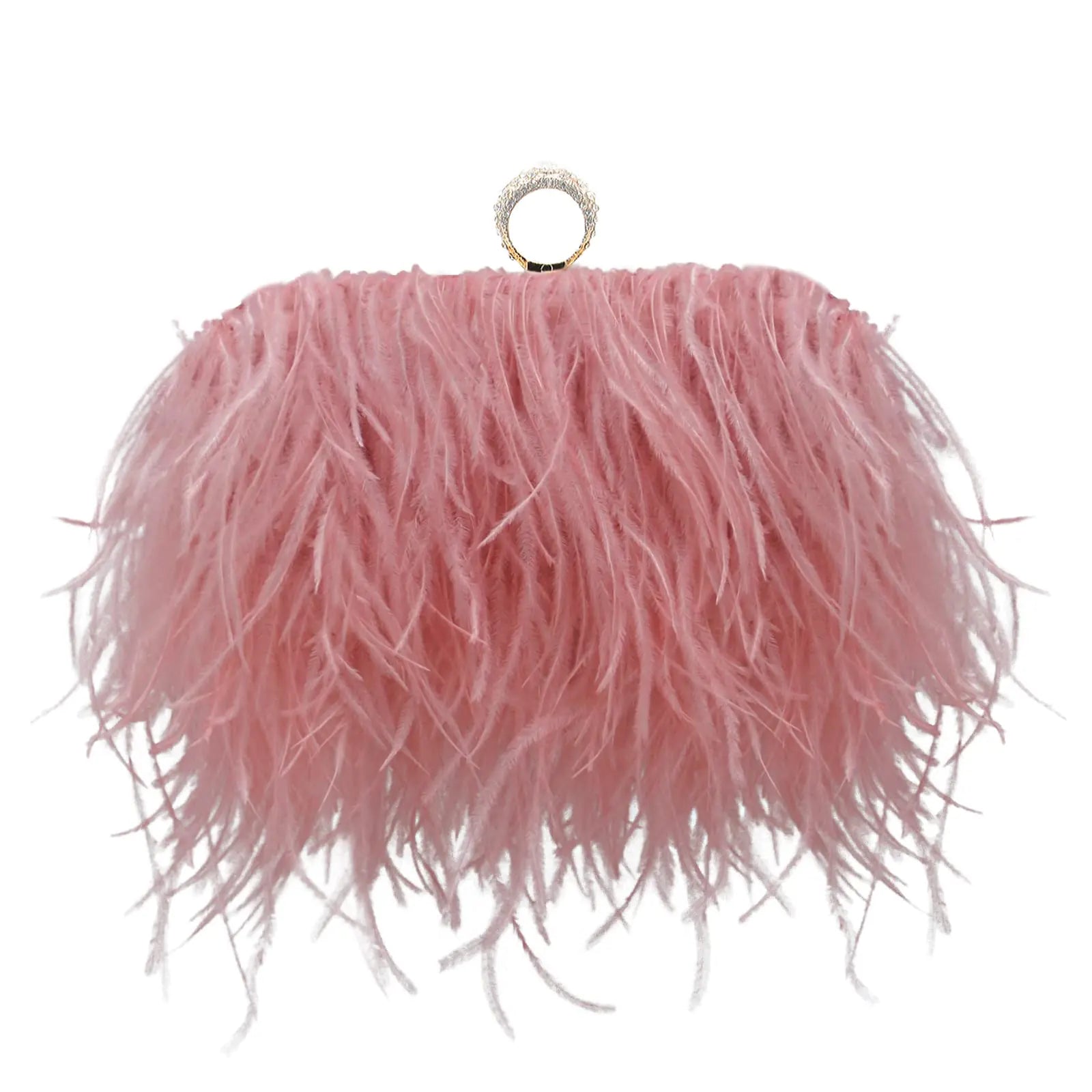 Miuco Ostrich Feather Evening Bag (Pink)