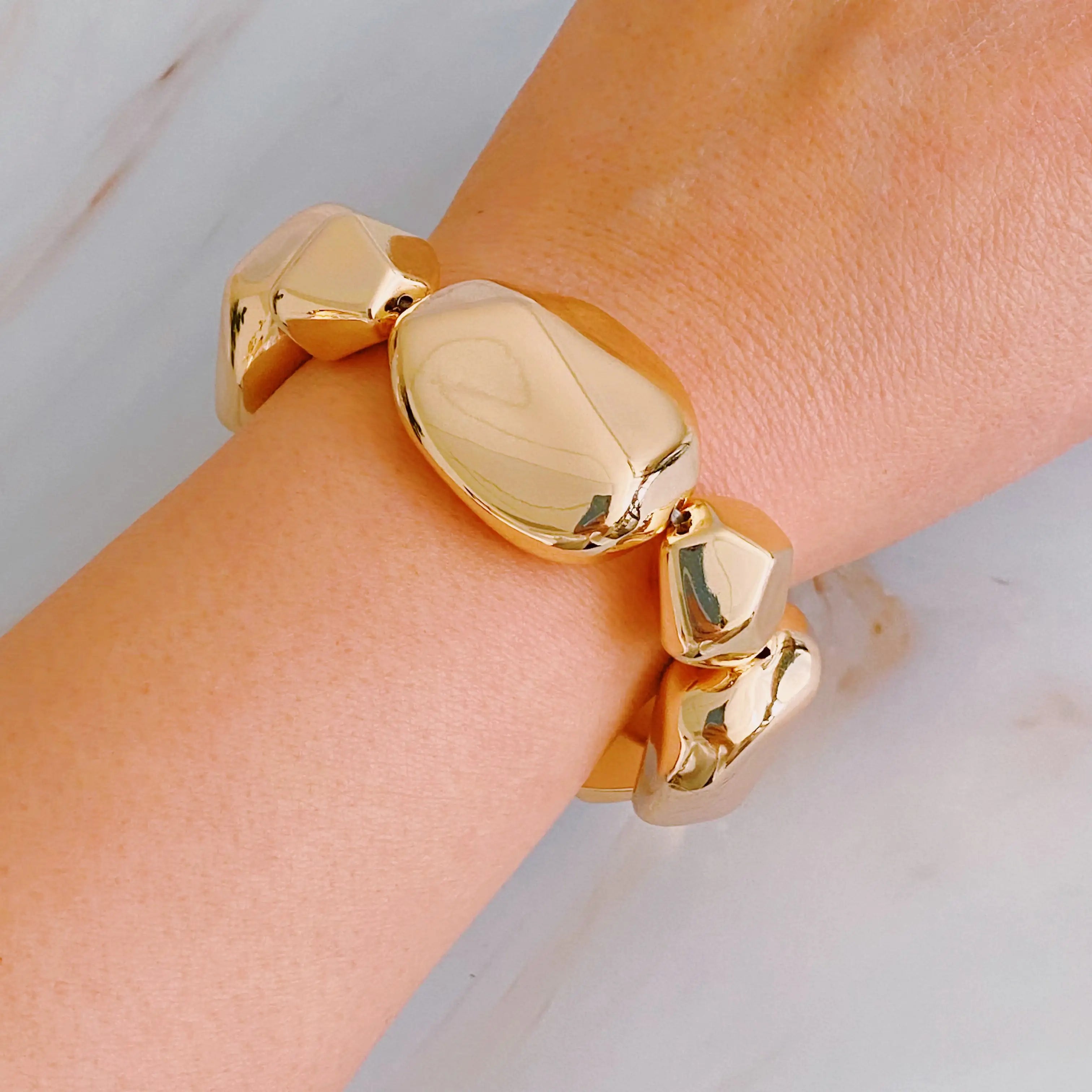 Golden Geo Stretch Bracelet