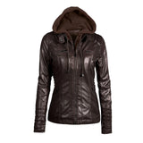 Chic Solid Color Women's Leather Jacket