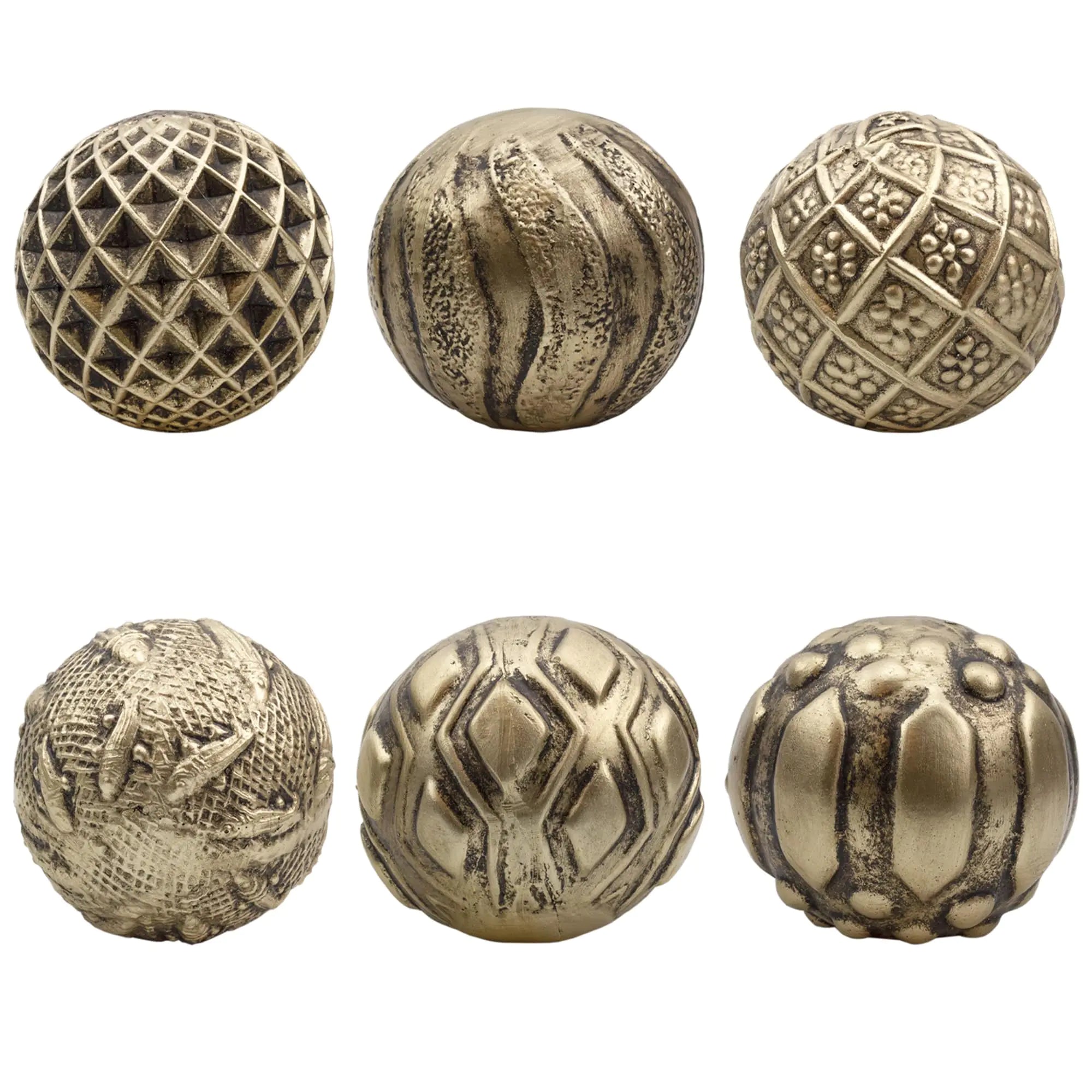 Golden Glam Resin Orb Set for Home Decor