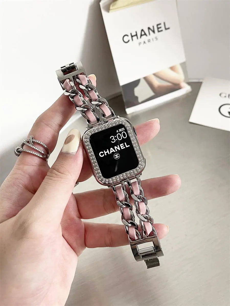 Chic Metal & Leather Strap for Apple Watch Series 8