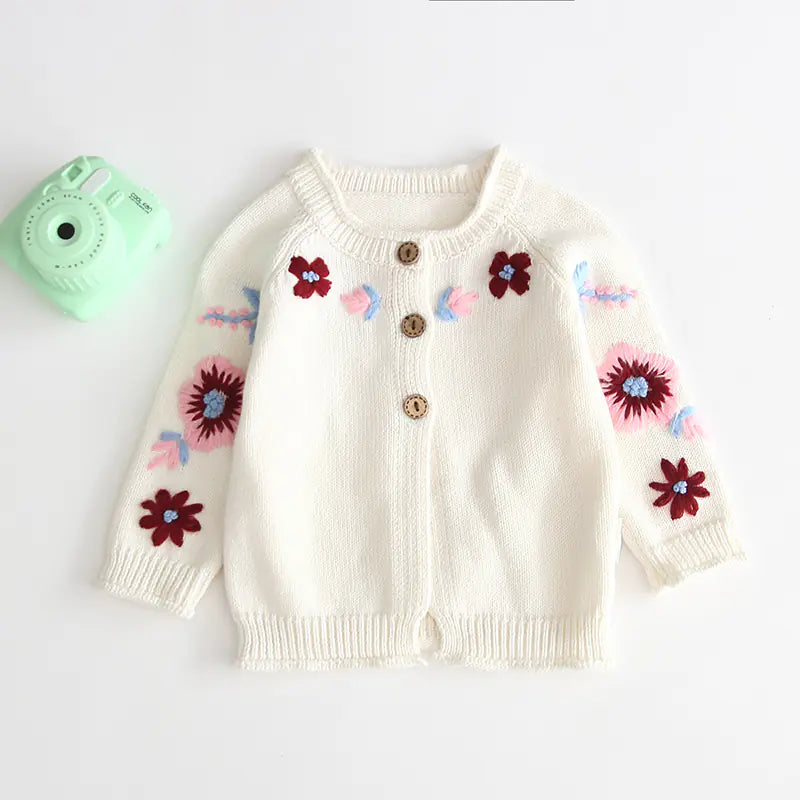 Chic Embroidered Wool Cardigan